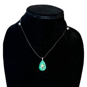 Starfish Ocean Green Acrylic Satin Cord Necklace NEW
